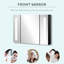 Armoire de salle de bain murale avec DEL - 35,5 po x 25,5 po, miroir, 3 armoires, charge, noir l 35,5 po x H 25,5 po, miroir