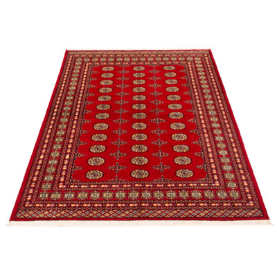 One-of-a-kind Hand-knotted Peshawar Bokhara Red 5'7" x 8'4" Wool Rug