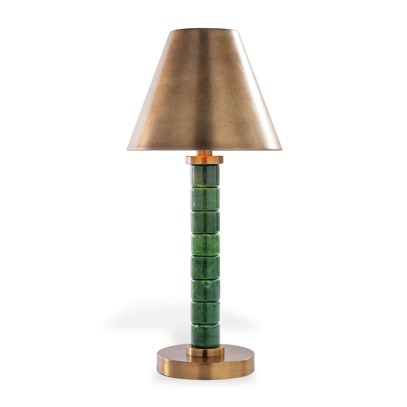 Jade Garden Accent Lamp, Green/Aged Brass