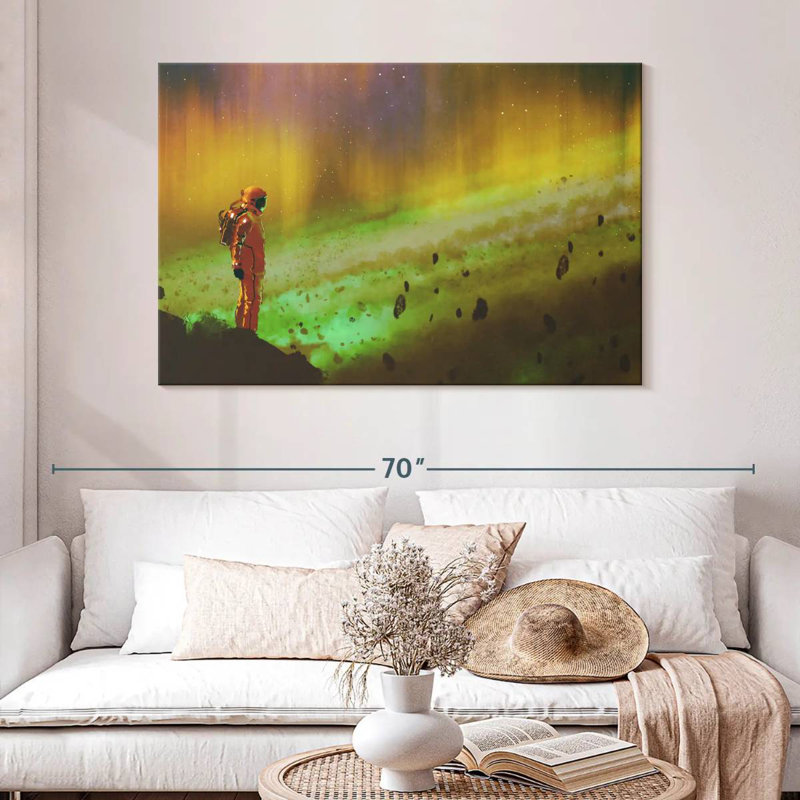Oberle Astronaut And Space Rocks, 32" H x 48" W