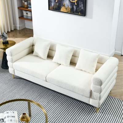 81 pouces 3 places, d'inspiration moderne Streamline, tissu doux, coussins, pour le confort de la chambre à coucher, canapé modulaire surdimensionné, style américain, cadre, espace de vie