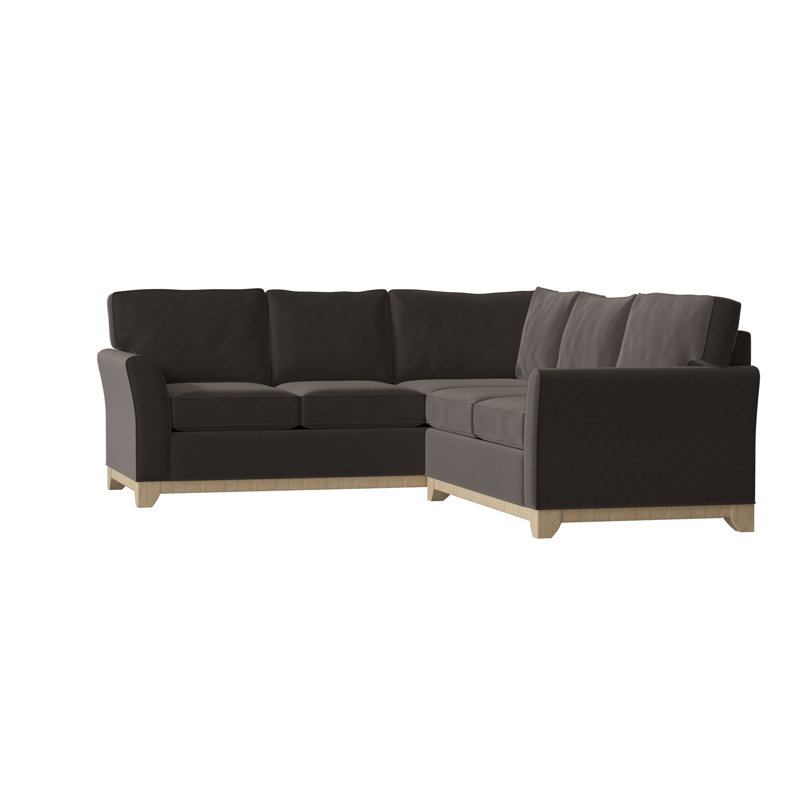 Canapé modulaire en coton de 108 po de largeur Bevins, Noir Lola, Marron foncé, Accoudoir à droite (vu de face)