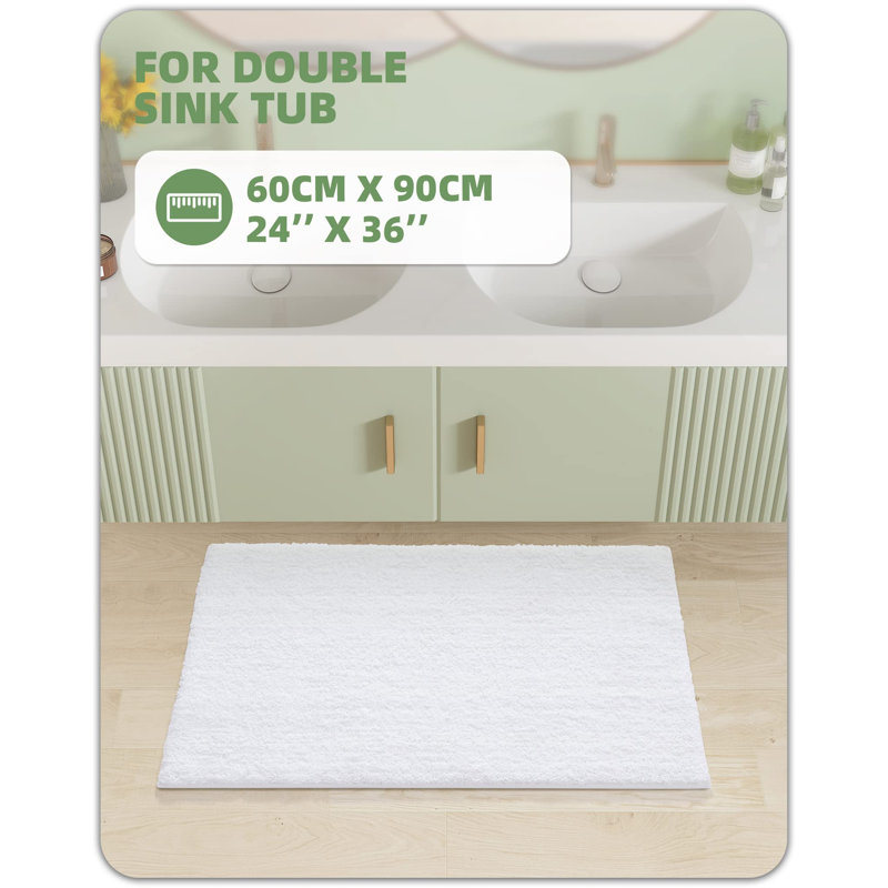 Tapis pour salle de bain Flett, Blanc, L 24 po x L 36 po