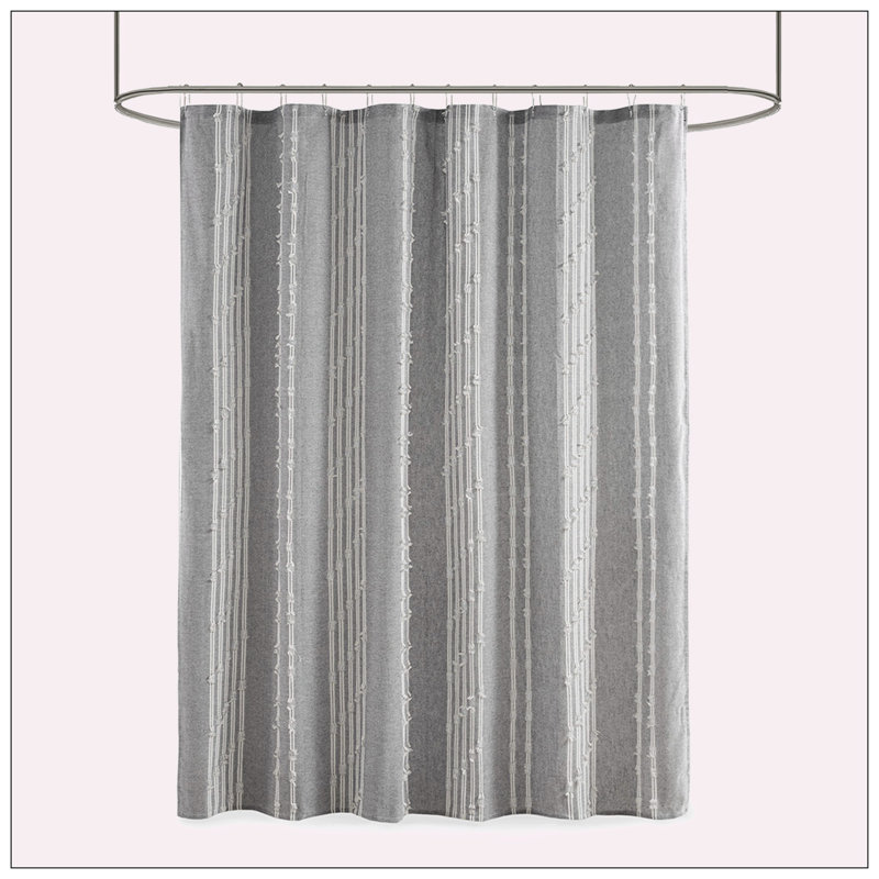 Rideau de douche en jacquard Farmhouse, Gris