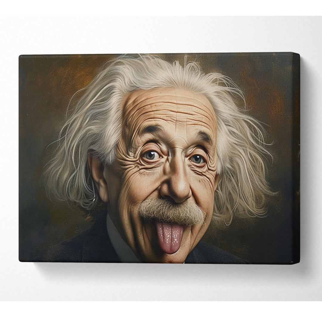 Albert Einstein streckt die Zunge heraus - Kunstdrucke auf Leinwand ohne Rahmen