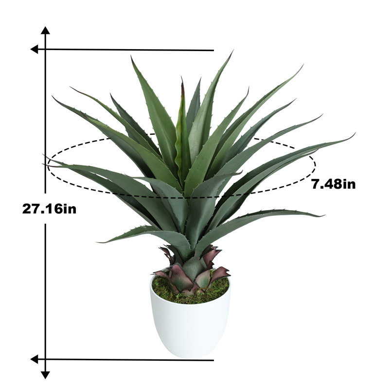 Agave 27 po plante artificielle avec pot, Blanc
