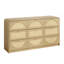 Commode 9 tiroirs avec façade en rotin, commode et armoire de rangement moderne