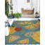 Tapis intérieur / extérieur bleu / jaune en polypropylène tissé à la machine Mikaela-88520874