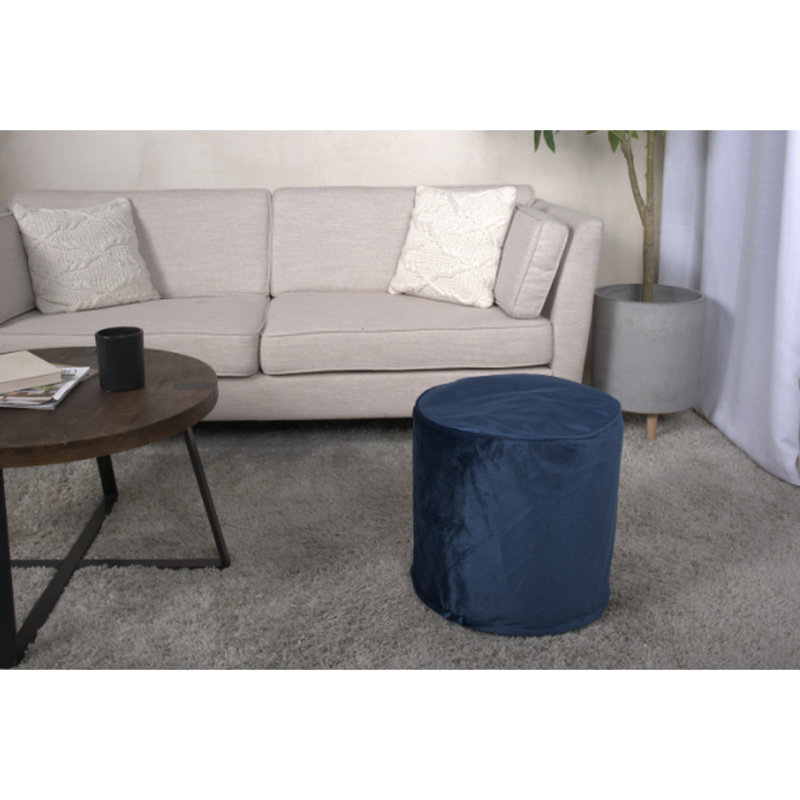 Pouf repose-pieds cylindrique pour chambre à coucher, bleu royal | Bleu | Velours, Bleu