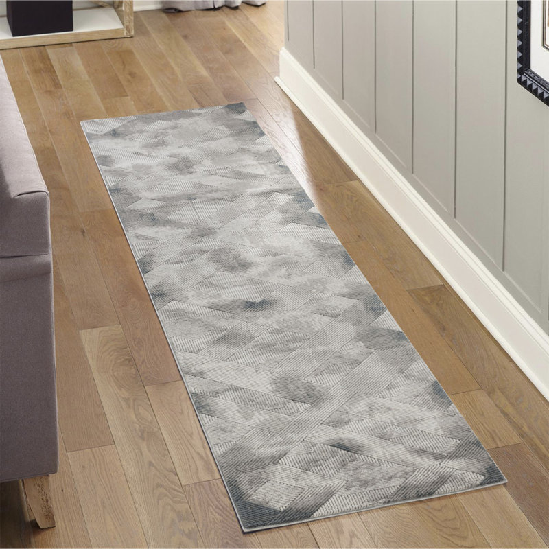 Geometrix Gray Area Rug - Classic & Timeless, Runner 2'7" x 9'10"