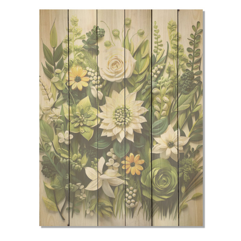 «Blossuming Herbs Dream», art mural sur bois de pin naturel, H 20 po x l 10 po