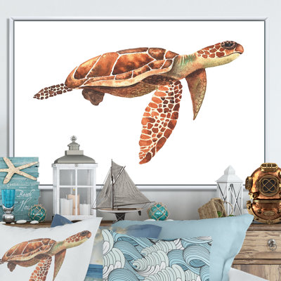 «Cute Brown Sea Turtle», reproduction sur toile