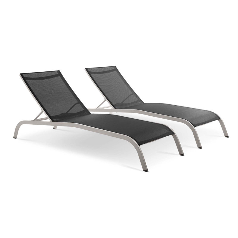 Chaise longue d'extérieur Havenside Home Wendu, Noir