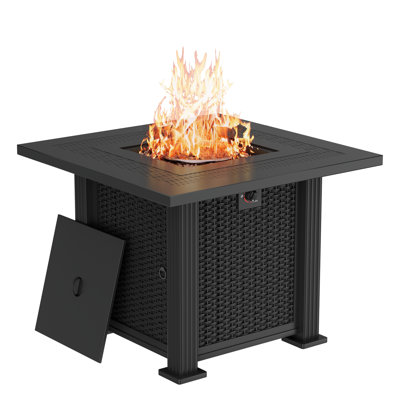 Table de foyer d'extérieur au propane en acier 28 po avec couvercle