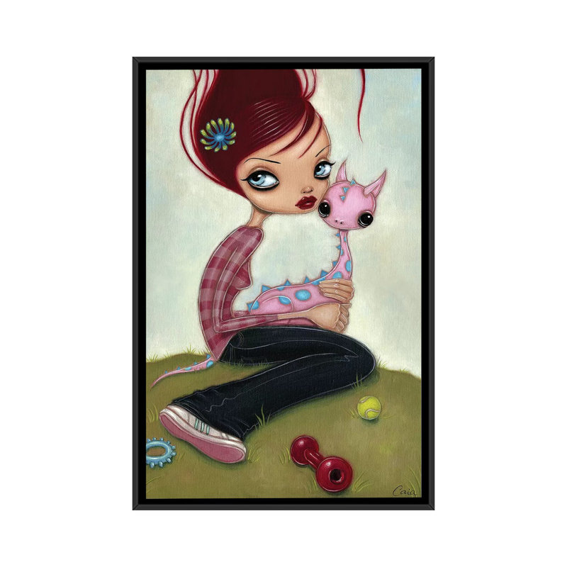« new pet », impression sur toile, H 26 po x l 18 po x P 1,5 po, Toile avec cadre noir, Pas de tapis