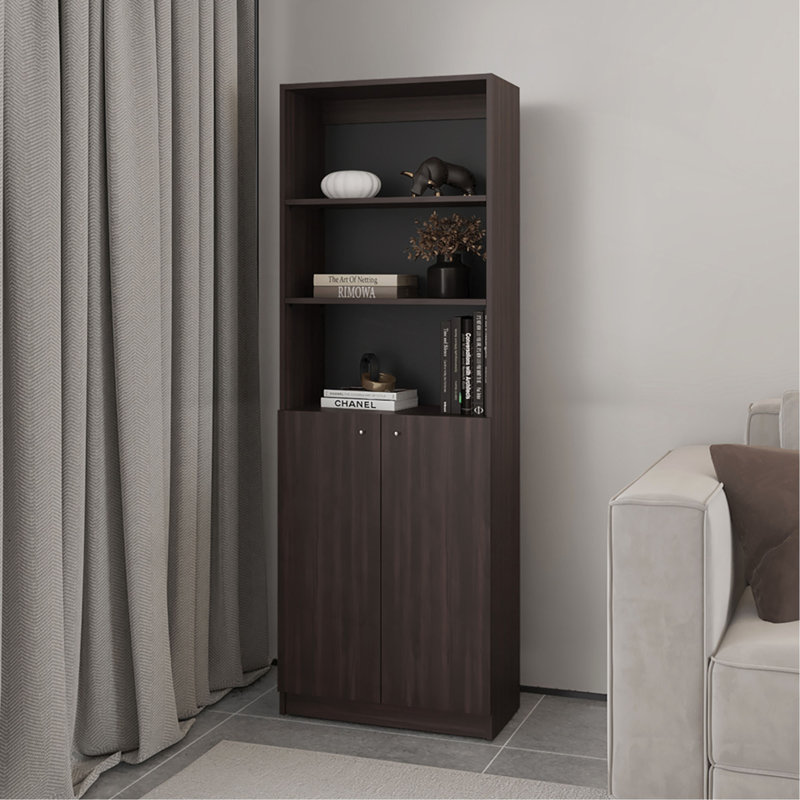 Bibliothèque à double porte, bureau, noyer teinté
