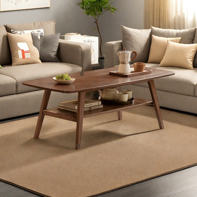 Simple solid oak tea table, 17.32" H x 39.37" L x 19.68" W