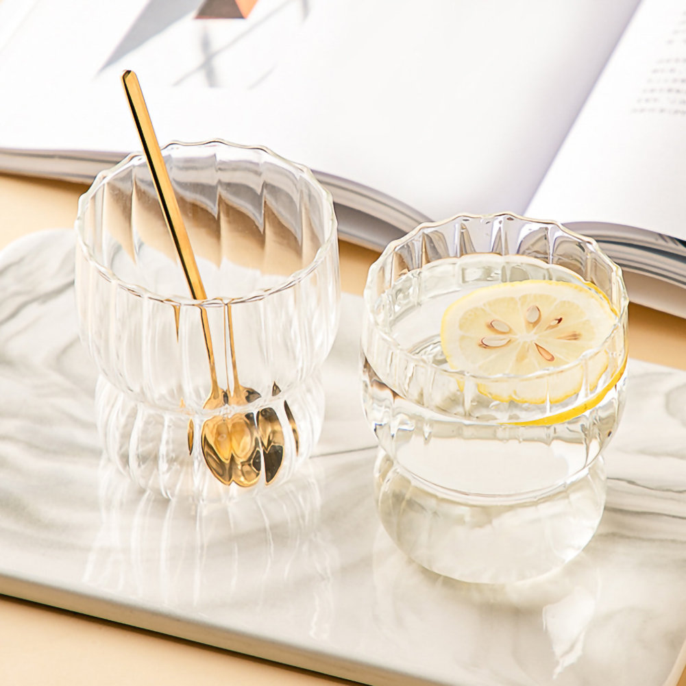 Tasses à thé en verre transparent de 8 oz avec motifs de fleurs