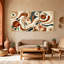 Plantes et fleurs, vagues florales, art abstrait, ensemble de 3 impressions sur toile-1551608291