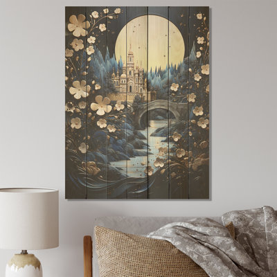 «Blue Glorious Byzantine Landscape I - Landscape», impression sur bois