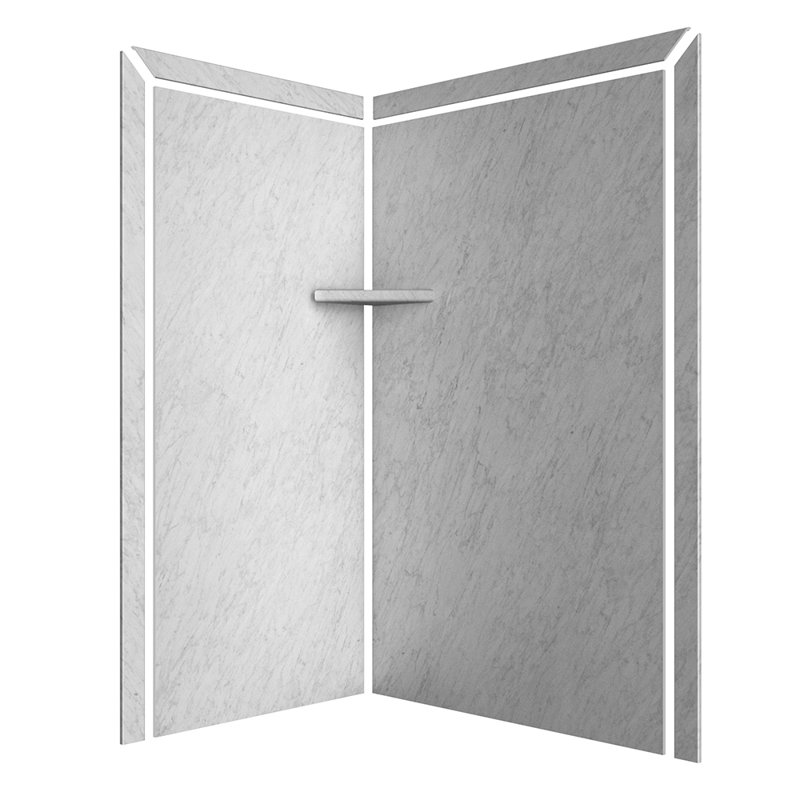 FlexStone Elegance 2-Panel 48"W x 36"D x 80"H Corner Shower Surround in Frost, Frost