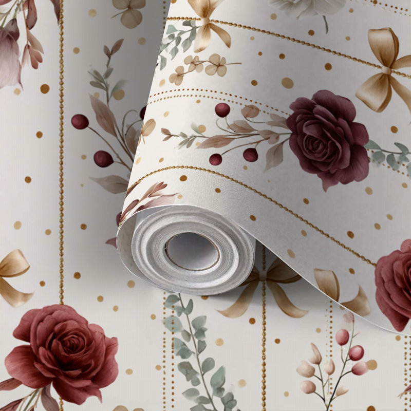 Papier peint adhésif peler et coller en PVC, revêtement mural auto-adhésif amovible avec impression élégante de surface en fougère rose en soie, imperméable pour la décoration intérieure - Rouleau