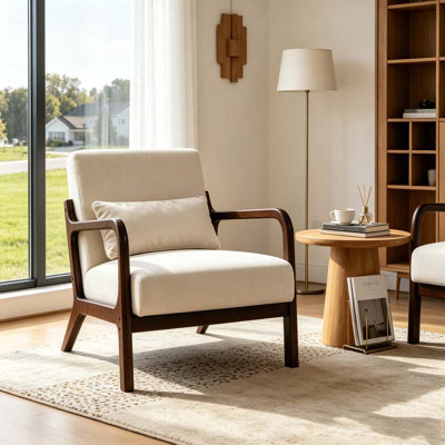 Fauteuil moderne, fauteuil d'appoint avec structure en bois massif