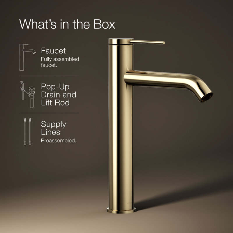 Components Single-Handle Bathroom Sink Faucet, Vibrant French Gold