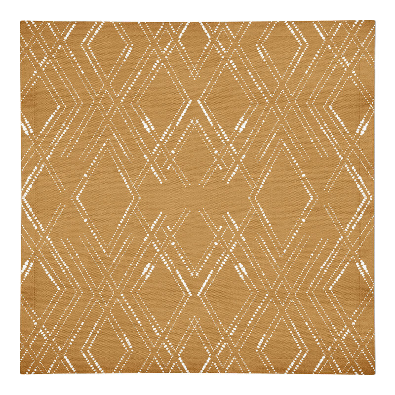 Cotton No Pattern Square Napkin, Gold/White