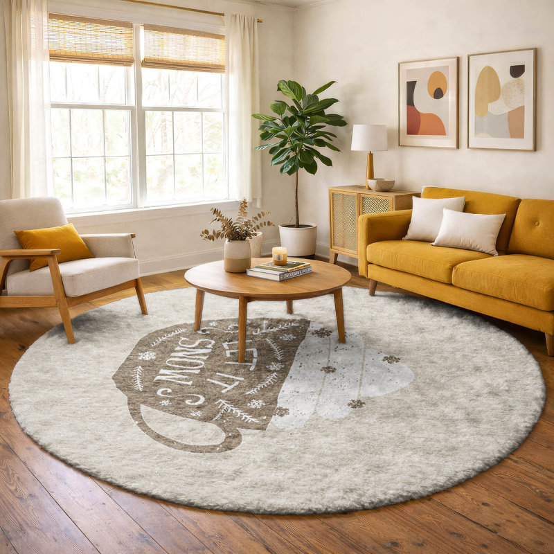 Premium Machine Washable Dream Shag ADS218 Christmas Mug Rug, 8' Round