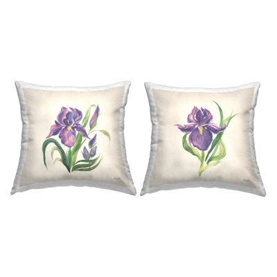 Purple Iris in Bloom Decorative Printed Throw Pillow Design by Kristy Rice (Set of 2)