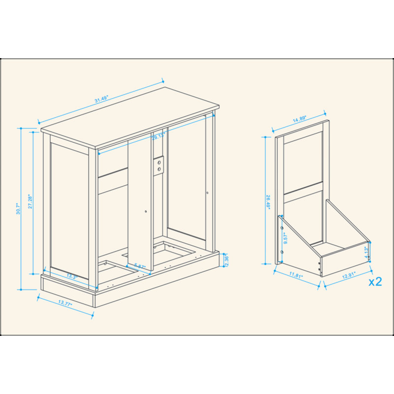 Armoire de trieur de linge à deux compartiments inclinable - blanc