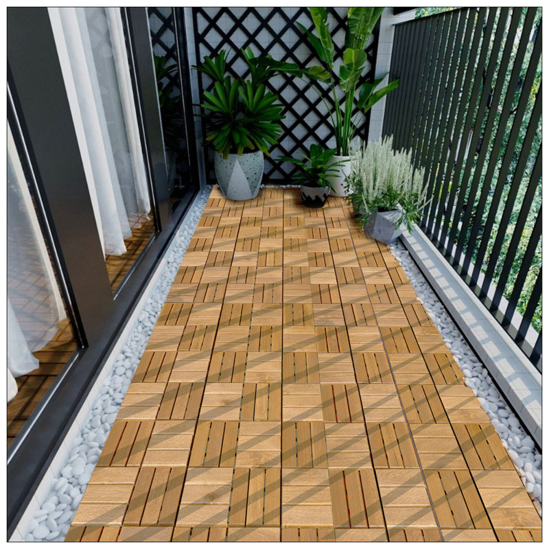 30 tuiles de terrasse emboîtables, motif à carreaux, 12 /, Naturel