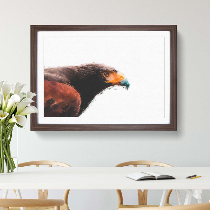 Golden Eagle - Picture Frame Painting Print, 48cm H x 65cm W x 2cm D, Walnut Framed