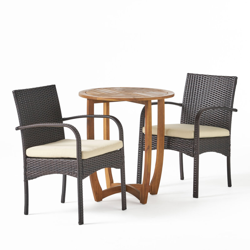 Villareal 2 - Person Acacia Wicker Patio Dining Set with Round Table