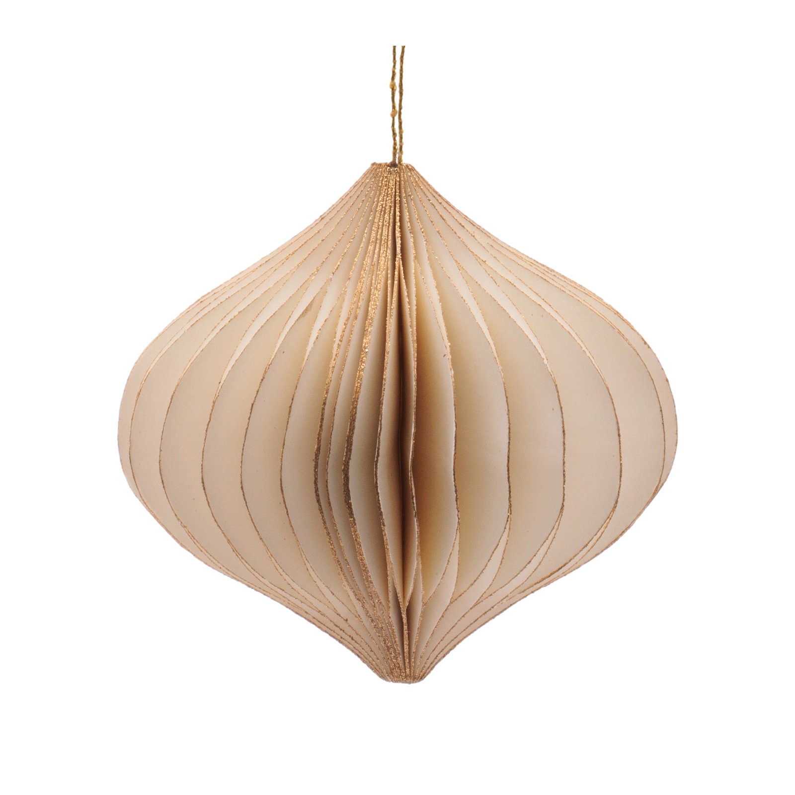 Round Paper Ornament Set of 12, White, Gold