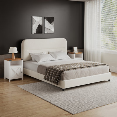 Ensemble de chambre à coucher 3 pièces, ensemble de lit avec ensemble de 2 tables de chevet