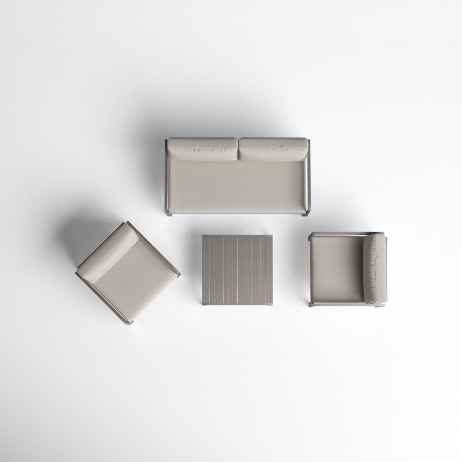 Nixon 4-Person Patio Seating Group, Silver Frame/Gray Cushion