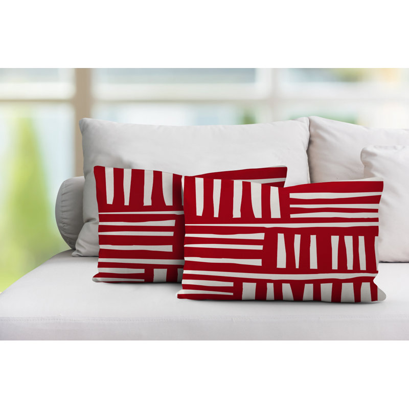 Coussin lombaire intérieur / extérieur Pereto Abstract Lines, Rouge