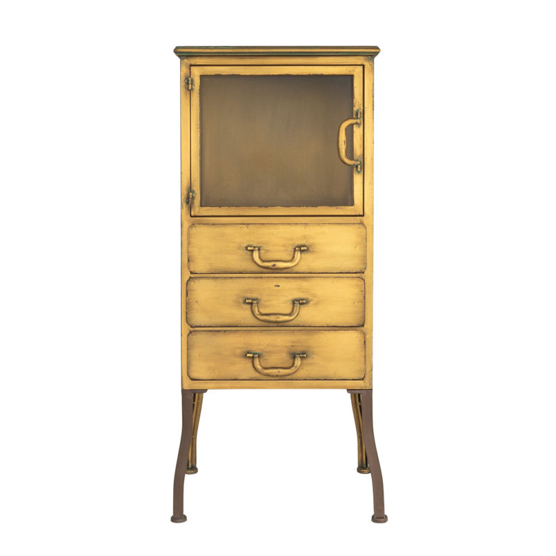Armoire de rangement en métal avec 3 tiroirs, Doré