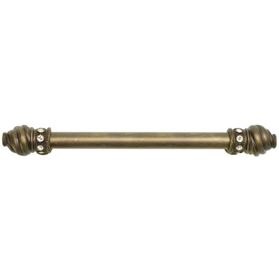 Cache cache une longue poignée de centre à centre de 15 pouces avec une barre lisse de 5/8 po avec 16 cristaux rivoli Swarovski au fini laiton antique