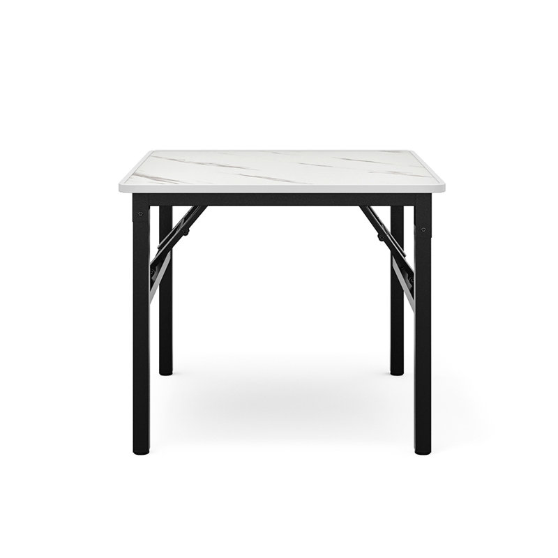 Denniston Square Dining Table with Iron Base, 51cm H x 60cm L x 60cm W, White, Black