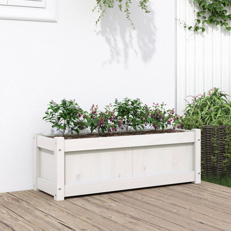 Wooden Kogut Flower Box, White, 12.20" H x 35.43" W x 12.20" D, 1
