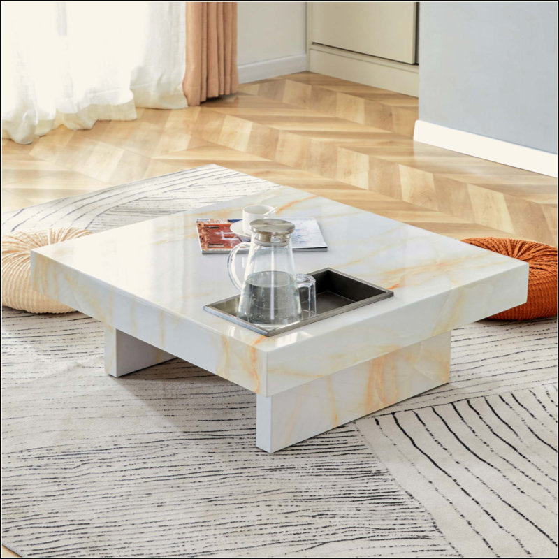 Table basse moderne en imitation marbre, élégante et pratique pour les espaces de vie contemporains