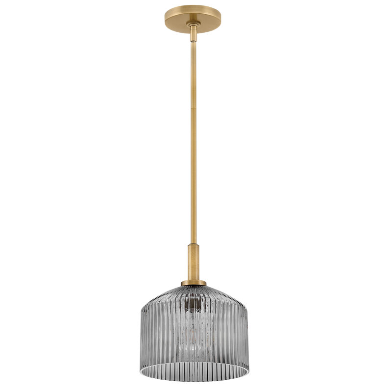 Petit luminaire suspendu Lisette avec verre nervuré, Gris