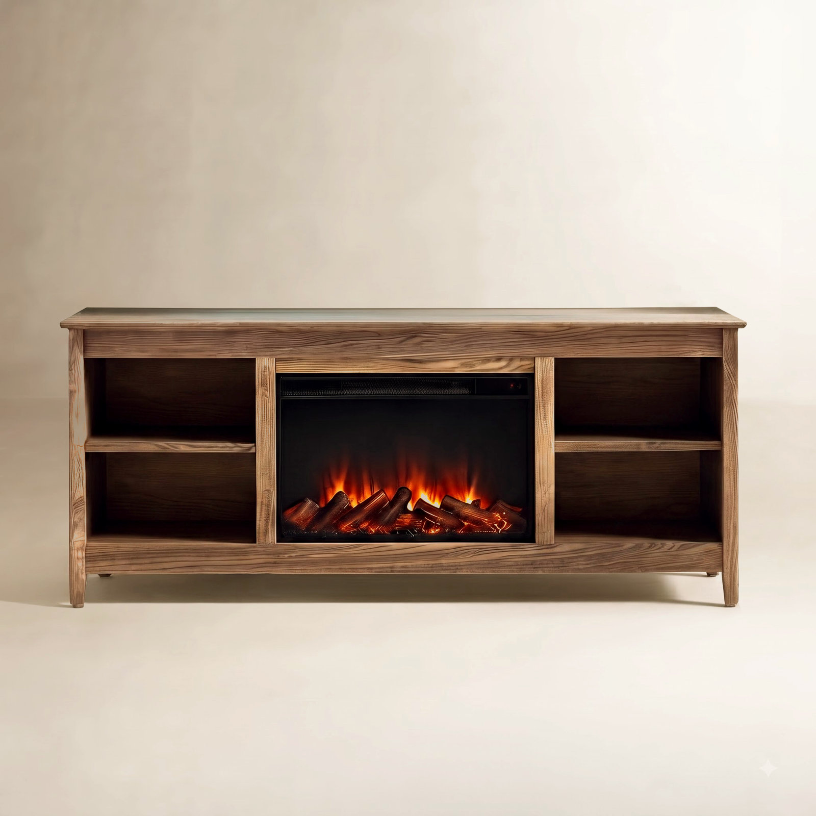 Fraley Electric Fireplace TV Stand, Tan Oak