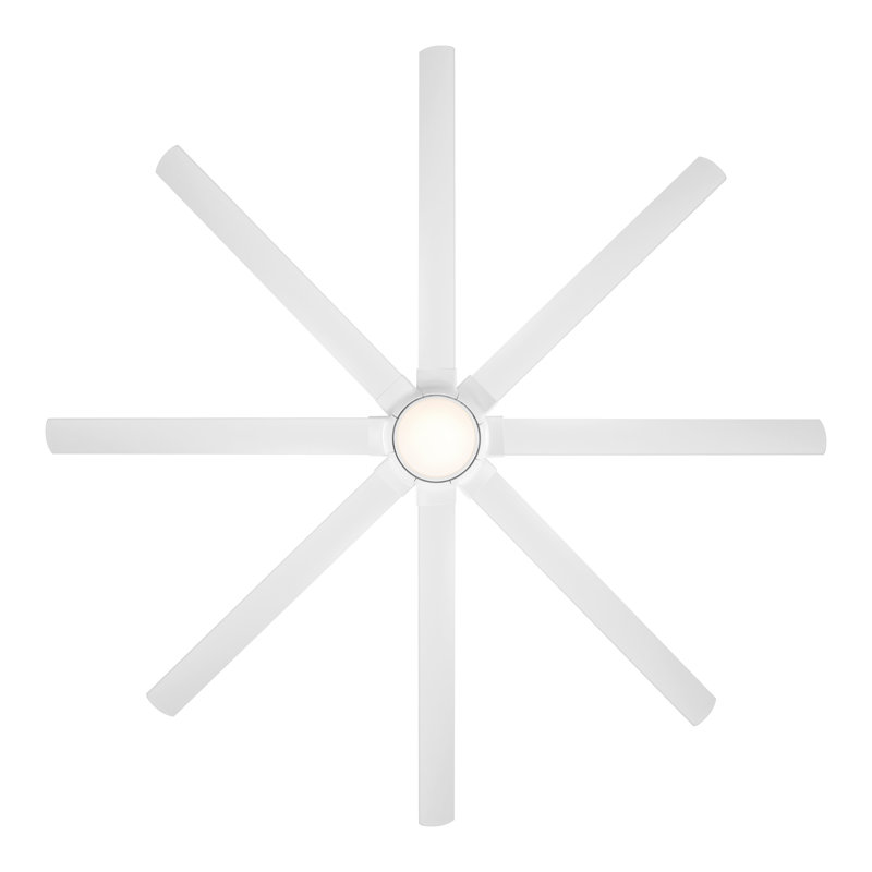 Hydra 96" Matte White Smart Ceiling Fan with LED Light Kit