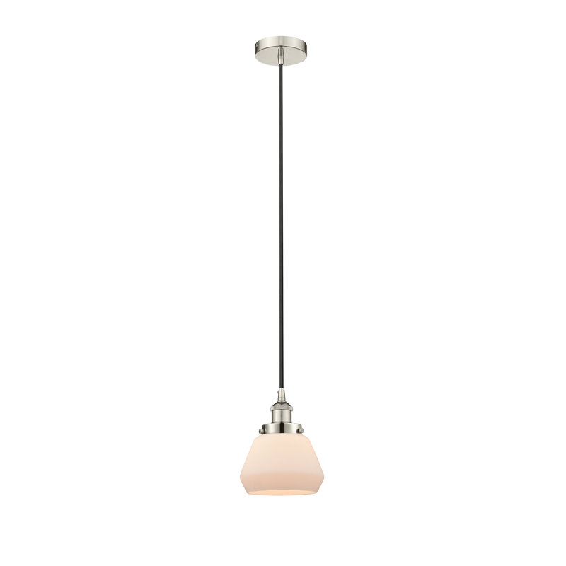 Luminaire suspendu conique à 1 lumière Cahn, Blanc, Nickel poli