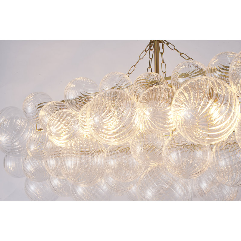 Lustre rectangulaire en verre 12 lumières Transitional