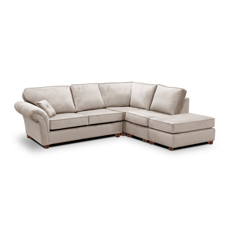 Lila 5 Seater Velvet Corner Sofa , Right Hand Facing, Mink